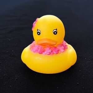 Yellow Rubber Duck with Pink Lei